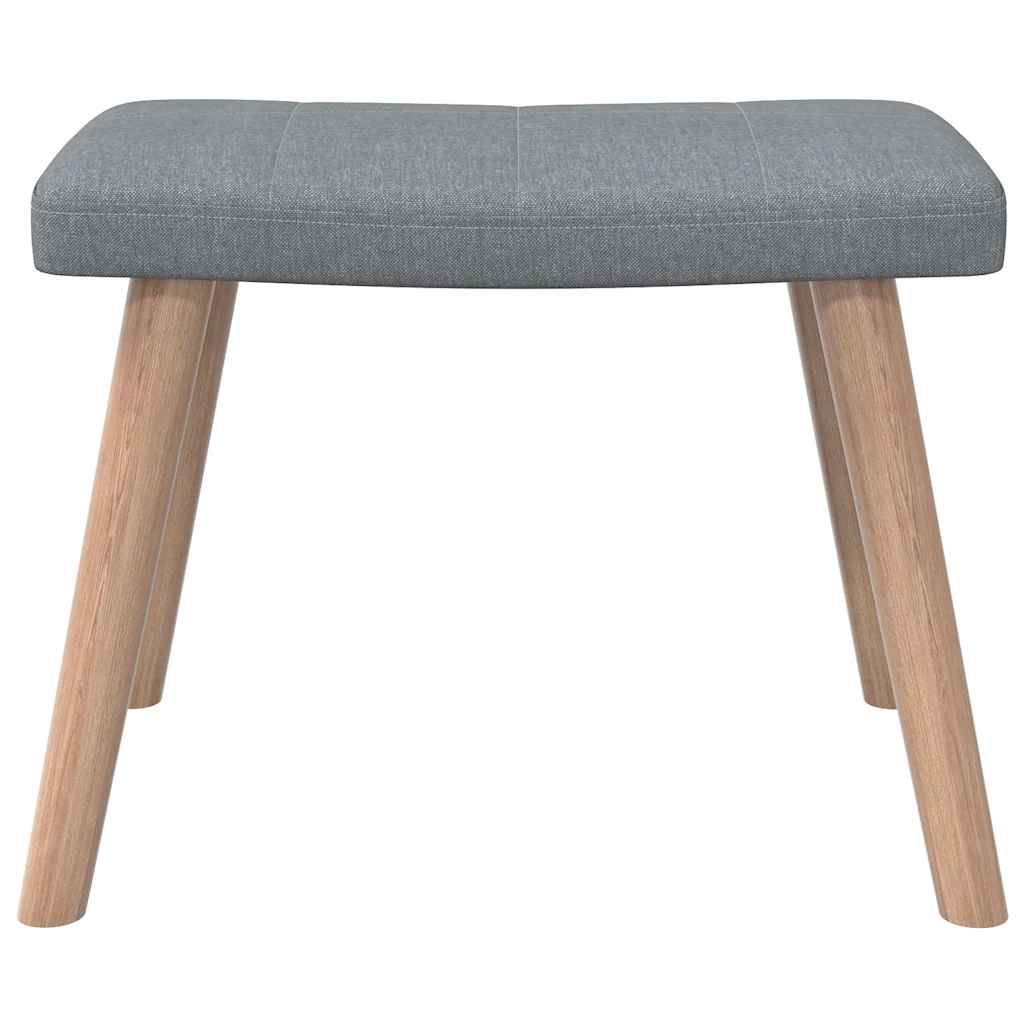 Relaxing Chair with a Stool Light Grey Fabric