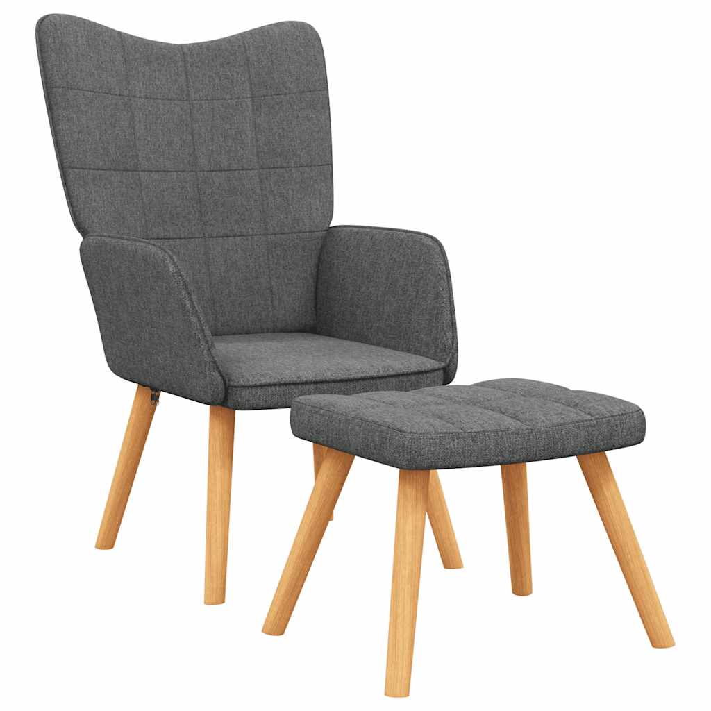 Relaxing Chair with a Stool Dark Grey Fabric
