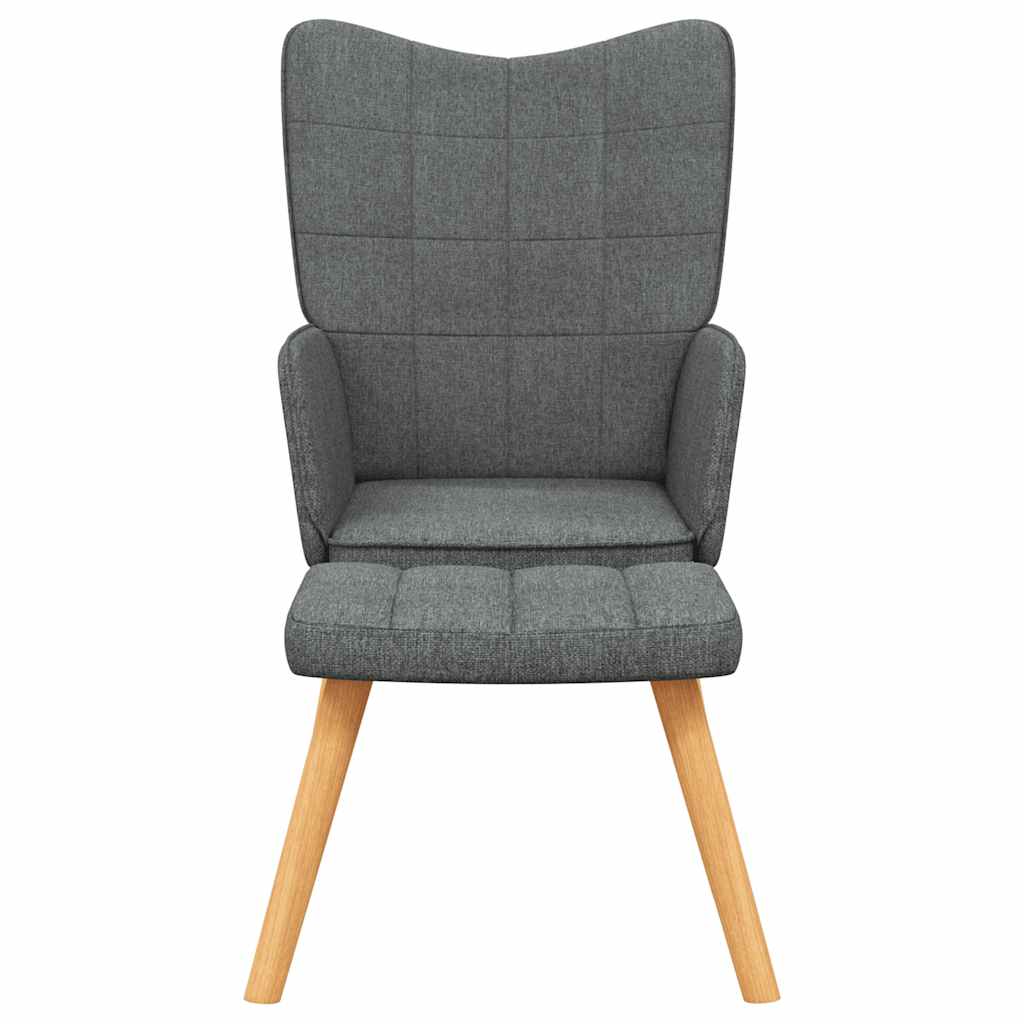 Relaxing Chair with a Stool Dark Grey Fabric