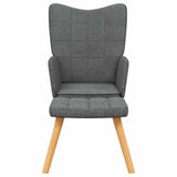 Relaxing Chair with a Stool Dark Grey Fabric - Side View