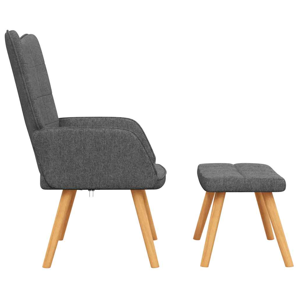 Relaxing Chair with a Stool Dark Grey Fabric