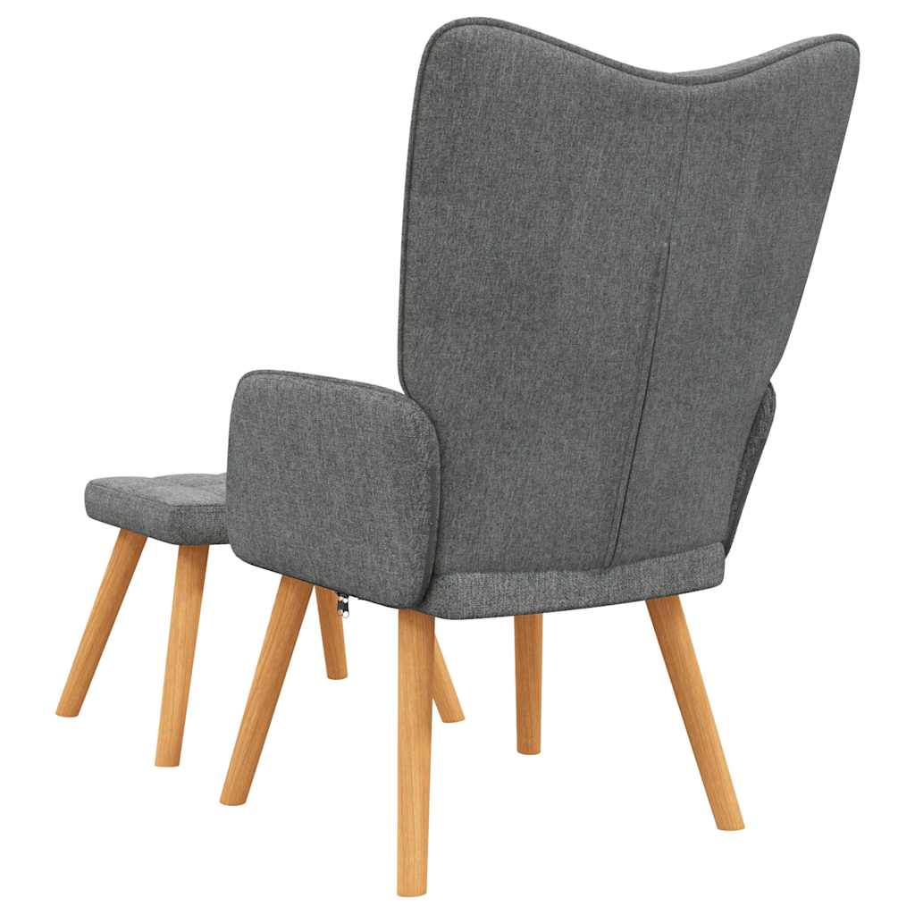 Relaxing Chair with a Stool Dark Grey Fabric