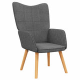 Relaxing Chair with a Stool Dark Grey Fabric - Rear View