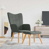 Relaxing Chair with a Stool Dark Grey Fabric
