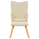 Relaxing Chair with a Stool Cream Fabric