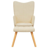 Relaxing Chair with a Stool Cream Fabric - Side View
