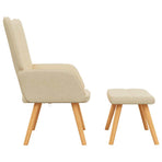 Relaxing Chair with a Stool Cream Fabric