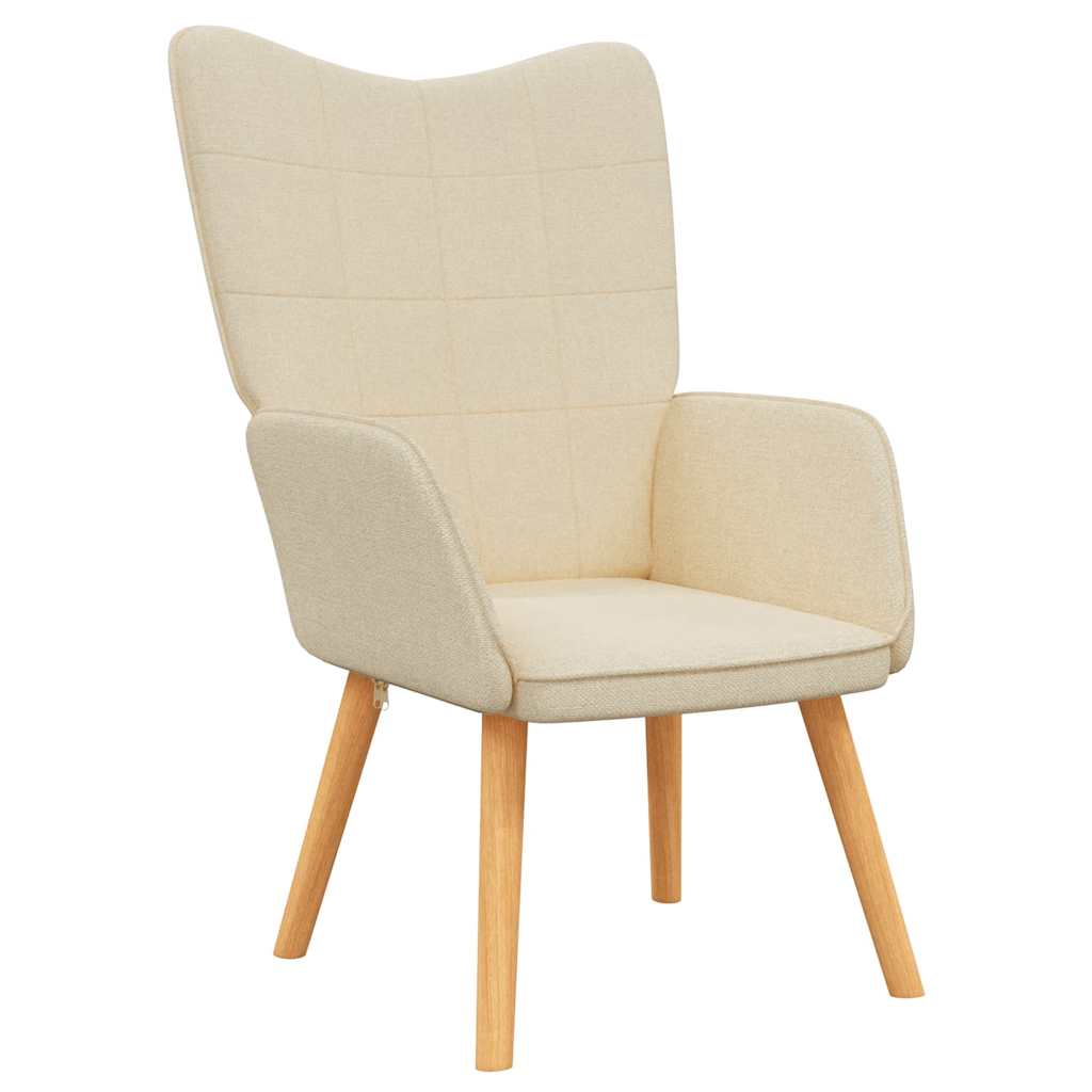 Relaxing Chair with a Stool Cream Fabric