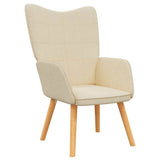 Relaxing Chair with a Stool Cream Fabric - Rear View