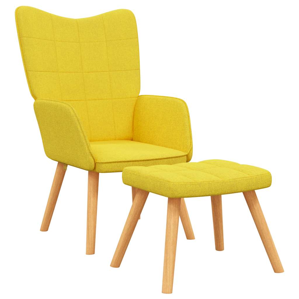Relaxing Chair with a Stool Mustard Yellow Fabric