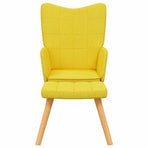 Relaxing Chair with a Stool Mustard Yellow Fabric