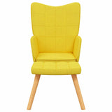 Relaxing Chair with a Stool Mustard Yellow Fabric - Side View