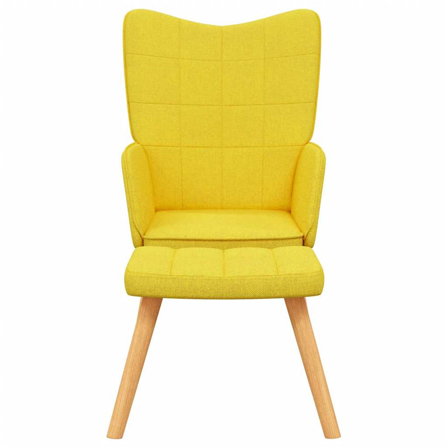Relaxing Chair with a Stool Mustard Yellow Fabric