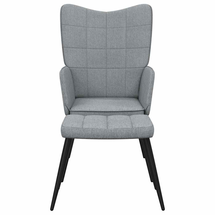 Relaxing Chair with a Stool Light Grey Fabric