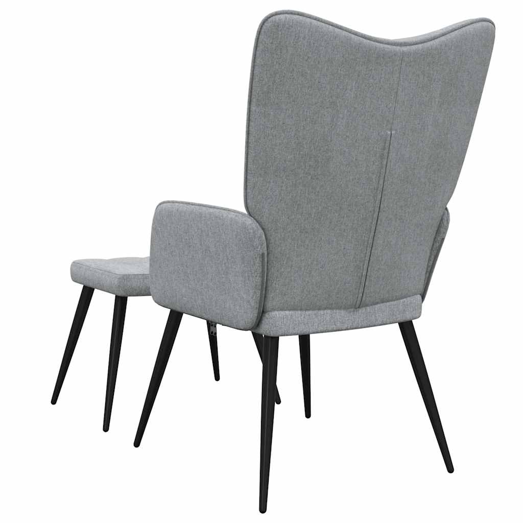 Relaxing Chair with a Stool Light Grey Fabric