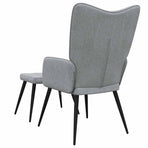 Relaxing Chair with a Stool Light Grey Fabric