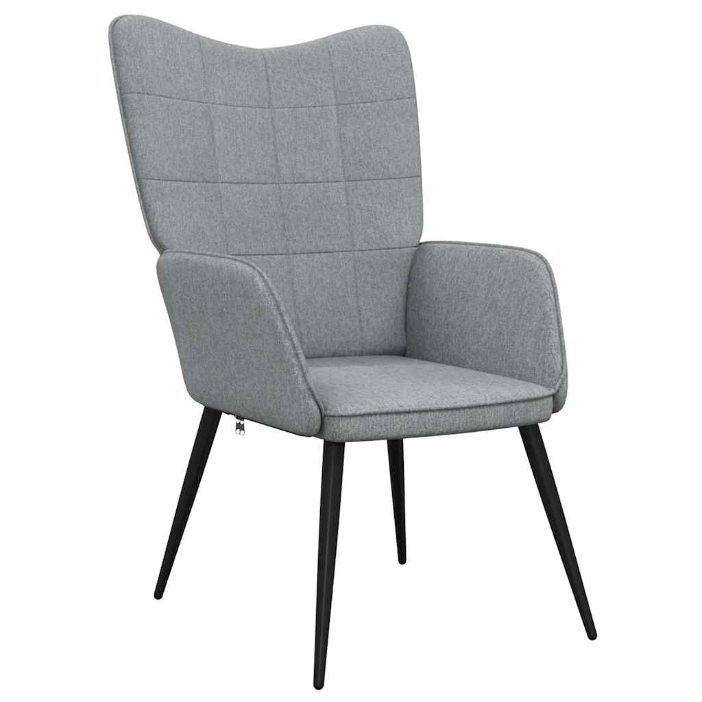 Relaxing Chair with a Stool Light Grey Fabric