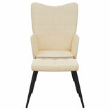 Relaxing Chair with a Stool Cream Fabric - Side View