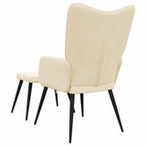 Relaxing Chair with a Stool Cream Fabric - 45-Degree Angle