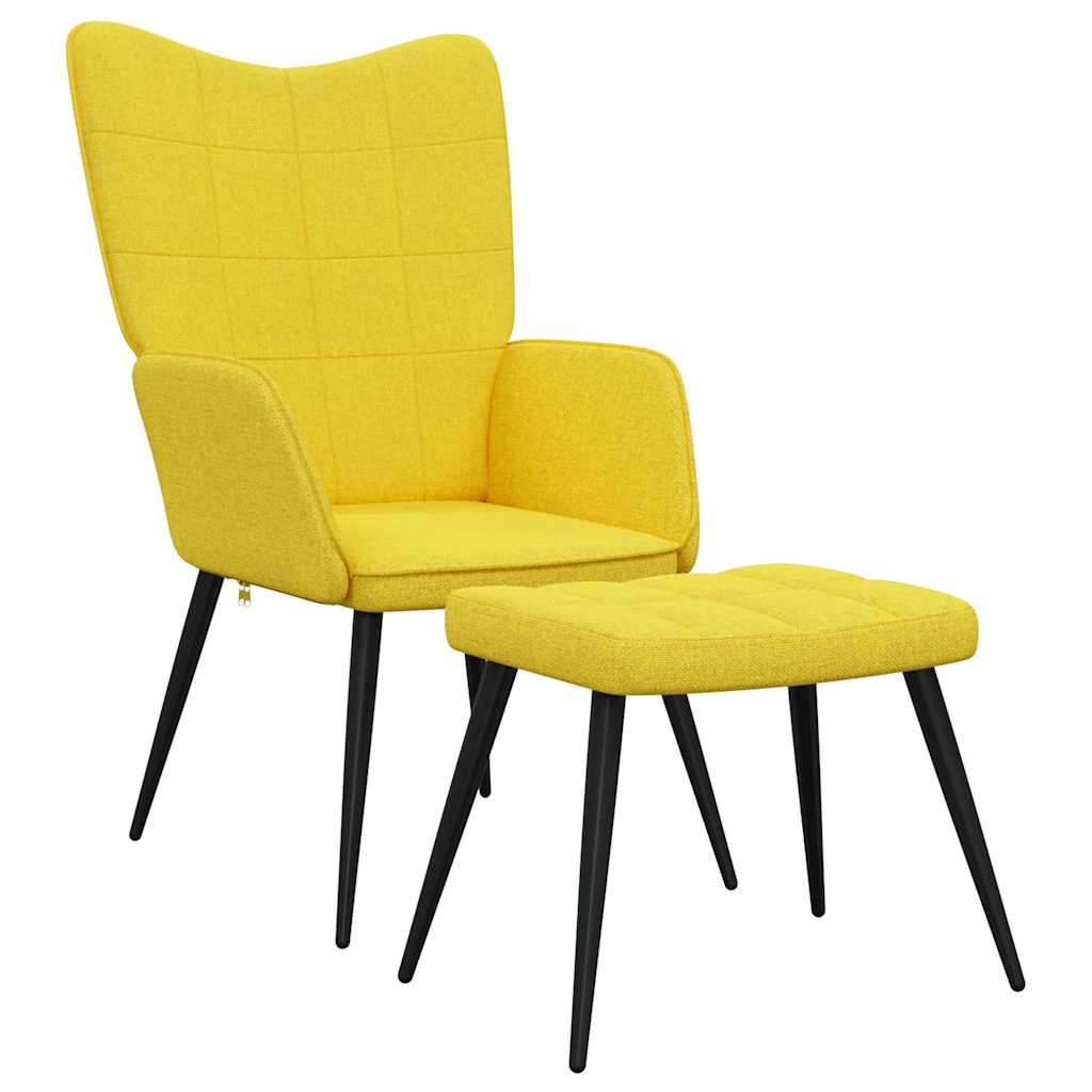Relaxing Chair with a Stool Mustard Yellow Fabric