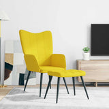 Relaxing Chair with a Stool Mustard Yellow Fabric