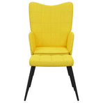 Relaxing Chair with a Stool Mustard Yellow Fabric