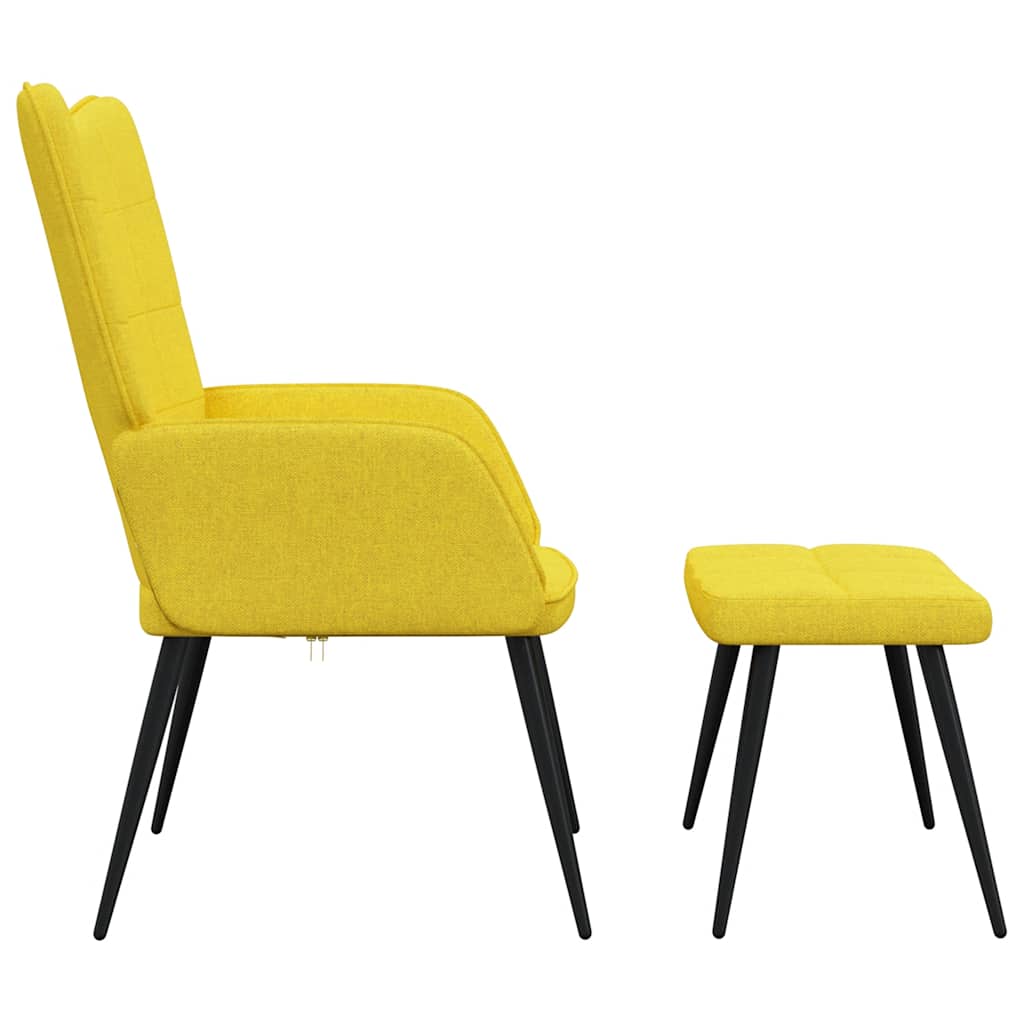 Relaxing Chair with a Stool Mustard Yellow Fabric