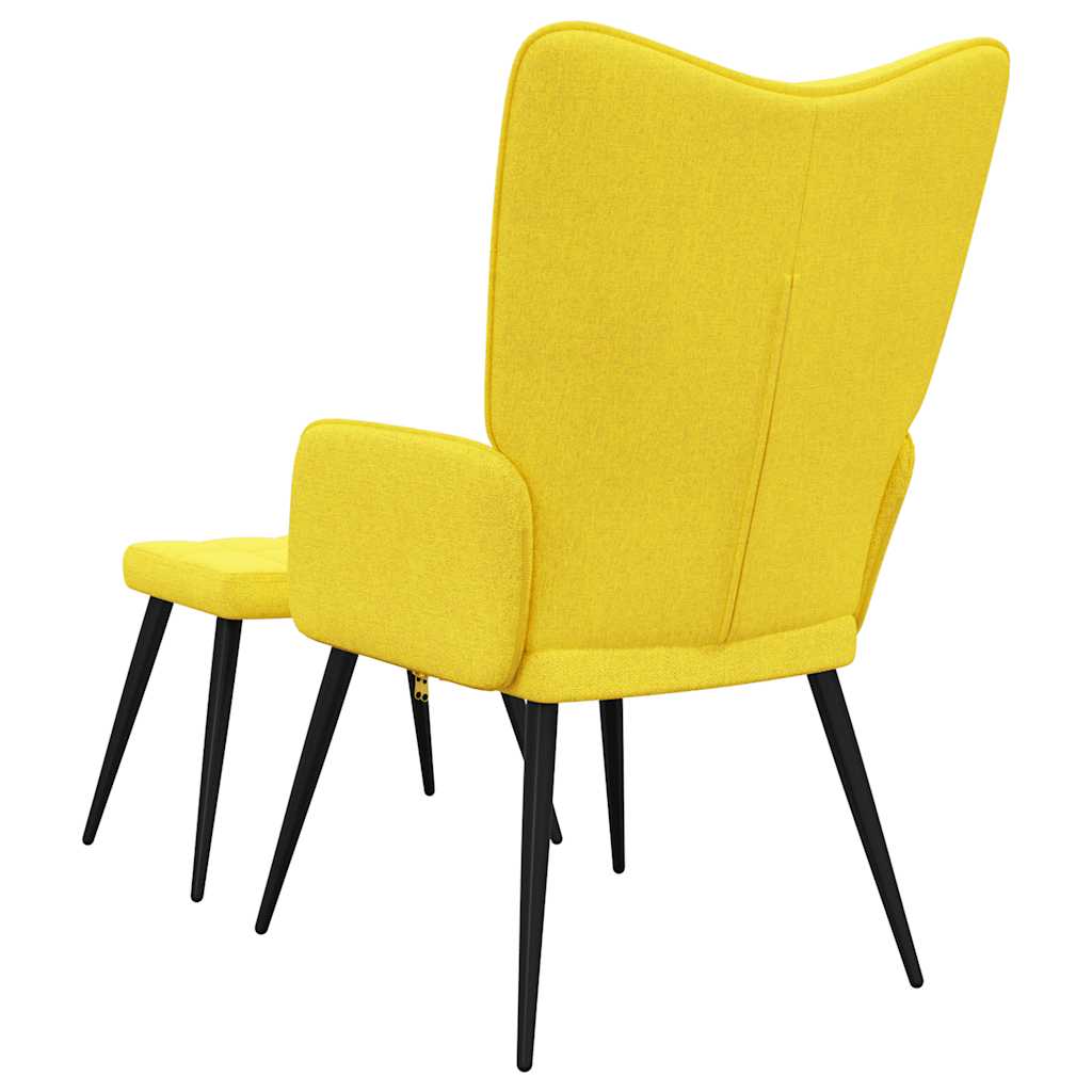 Relaxing Chair with a Stool Mustard Yellow Fabric