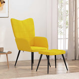 Relaxing Chair with a Stool Mustard Yellow Fabric