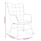 Rocking Chair Light Grey Fabric - Low Angle