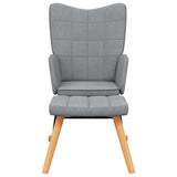 Rocking Chair with a Stool Light Grey Fabric - Side View