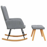 Rocking Chair with a Stool Light Grey Fabric - 45-Degree Angle
