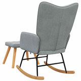 Rocking Chair with a Stool Light Grey Fabric - Rear View