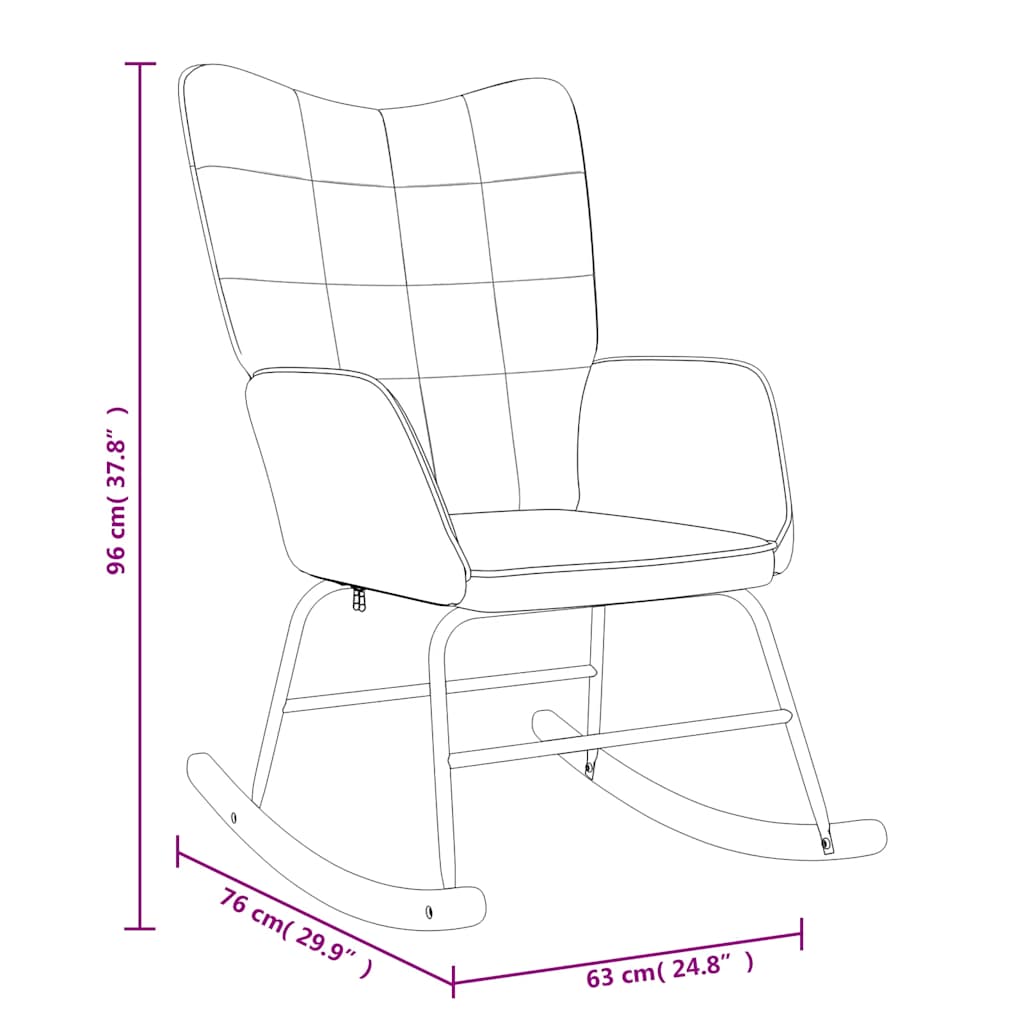Rocking Chair with a Stool Light Grey Fabric