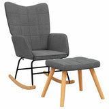 Rocking Chair with a Stool Dark Grey Fabric - Front View