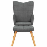 Rocking Chair with a Stool Dark Grey Fabric - Side View