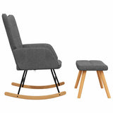 Rocking Chair with a Stool Dark Grey Fabric - 45-Degree Angle