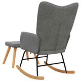 Rocking Chair with a Stool Dark Grey Fabric - Rear View