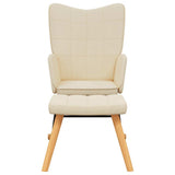 Rocking Chair with a Stool Cream Fabric - Side View