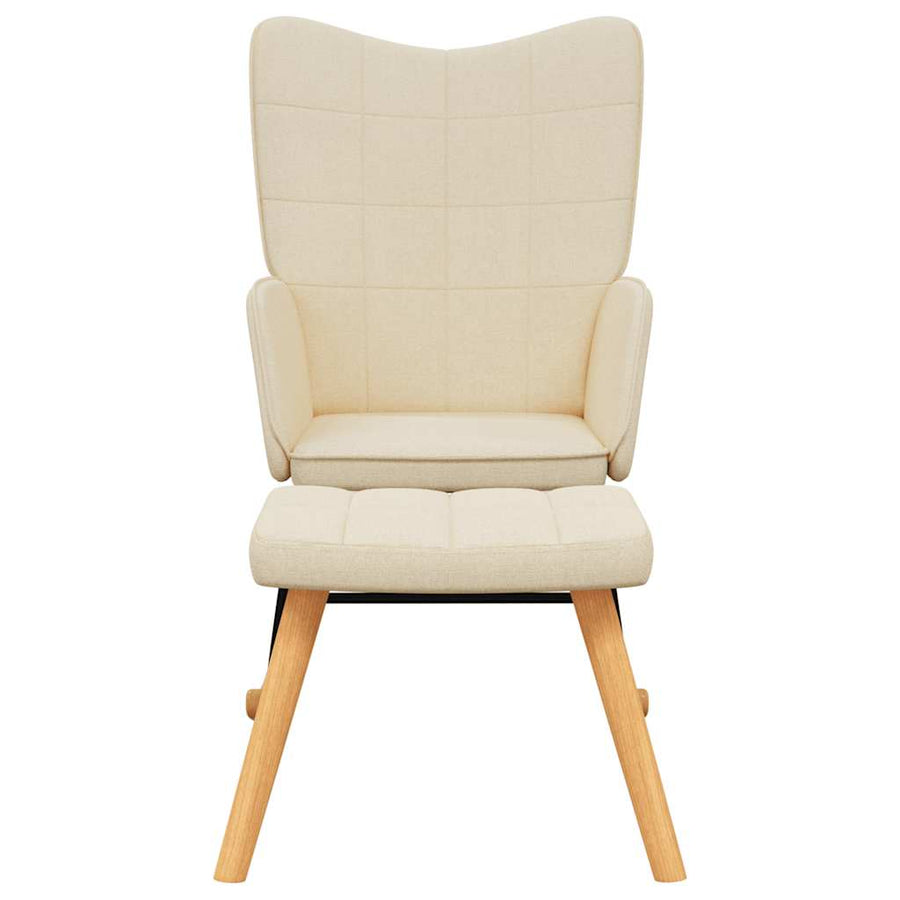 Rocking Chair with a Stool Cream Fabric