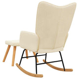 Rocking Chair with a Stool Cream Fabric - Rear View