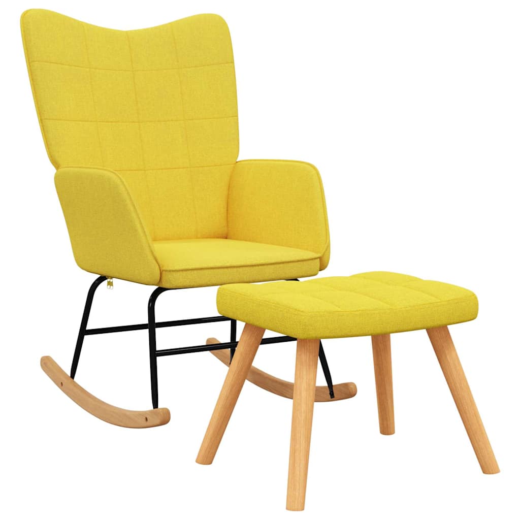 Rocking Chair with a Stool Mustard Yellow Fabric