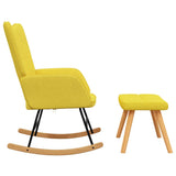 Rocking Chair with a Stool Mustard Yellow Fabric - 45-Degree Angle
