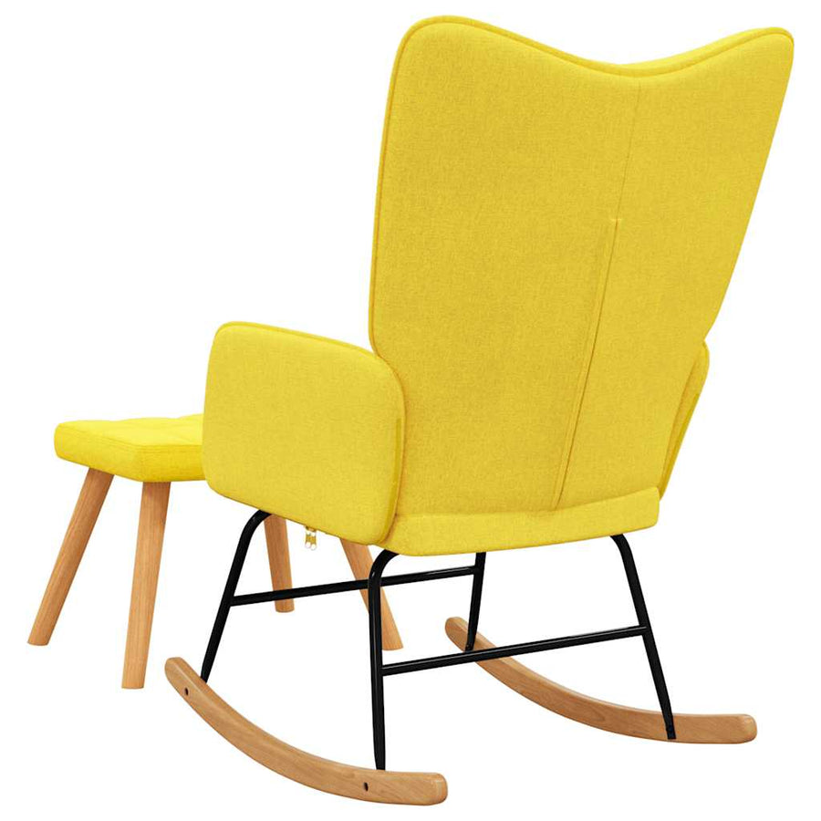 Rocking Chair with a Stool Mustard Yellow Fabric