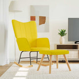 Rocking Chair with a Stool Mustard Yellow Fabric