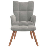 Relaxing Chair with a Stool Light Grey Velvet
