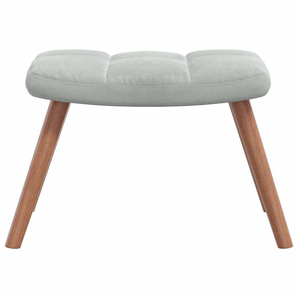 Relaxing Chair with a Stool Light Grey Velvet