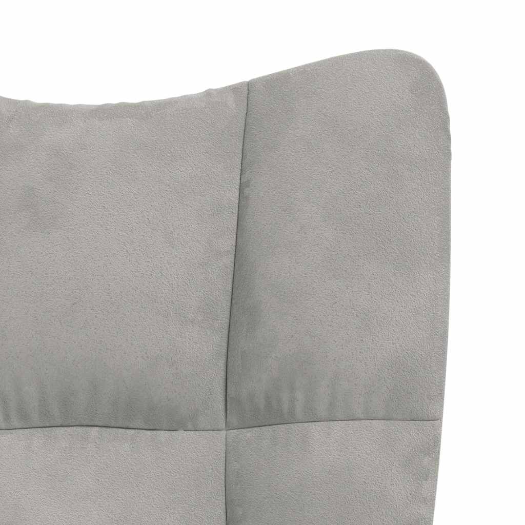 Relaxing Chair with a Stool Light Grey Velvet