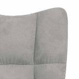 Relaxing Chair with a Stool Light Grey Velvet