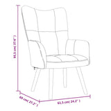 Relaxing Chair with a Stool Light Grey Velvet